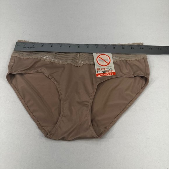Blissful Benefits By Warner's Women's Size 7 Large Panty Lace Hipster Beige New - Picture 6 of 8